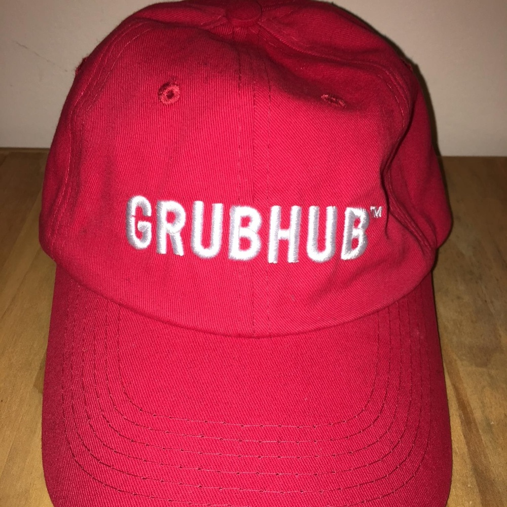 GRUBHUB Red Baseball cap hat Grub Hub logo